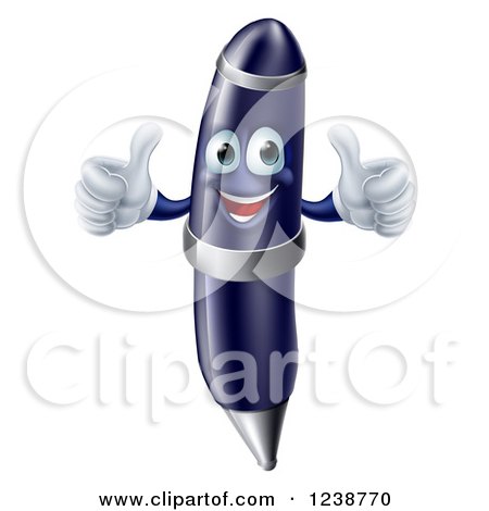 Clipart of a Happy Fountain Pen Mascot Giving Two Thumbs up - Royalty Free Vector Illustration by AtStockIllustration