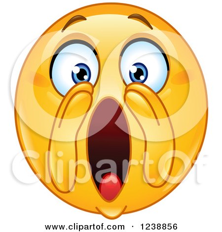Clipart of a Yellow Smiley Emoticon Shouting - Royalty Free Vector Illustration by yayayoyo