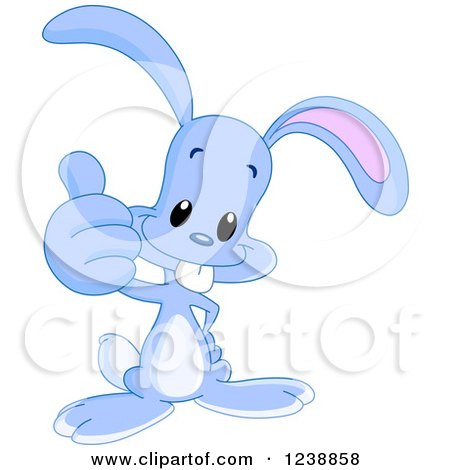 Clipart of a Happy Purple Bunny Rabbit Holding a Thumb up - Royalty Free Vector Illustration by yayayoyo