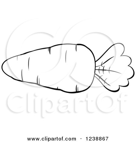 Clipart of a Black and White Plump Carrot - Royalty Free Vector Illustration by Hit Toon