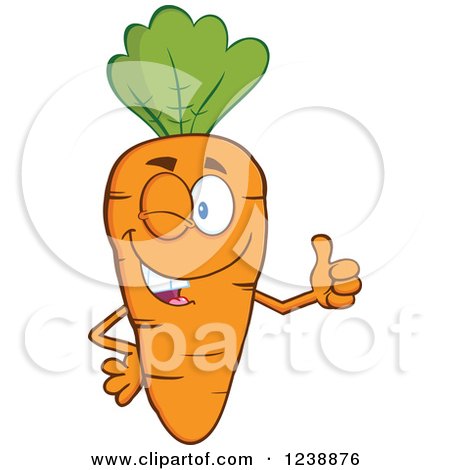 Clipart of a Happy Orange Carrot Winking and Giving a Thumb up - Royalty Free Vector Illustration by Hit Toon