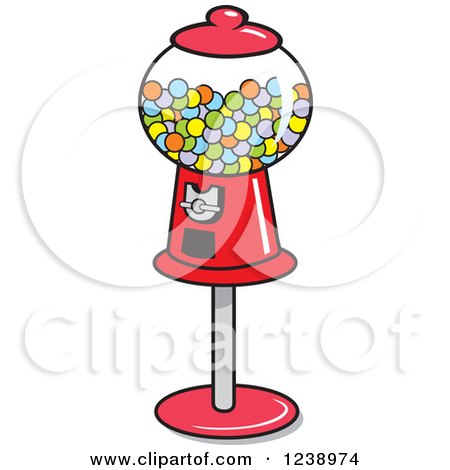 Clipart of a Retro Red Gumball Machine - Royalty Free Vector Illustration  by Johnny Sajem #1238974