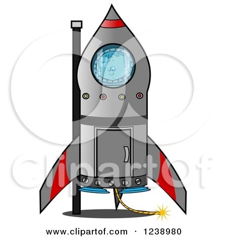 Clipart of a Boy Astronaut in a Rocket About to Launch - Royalty Free Illustration by djart