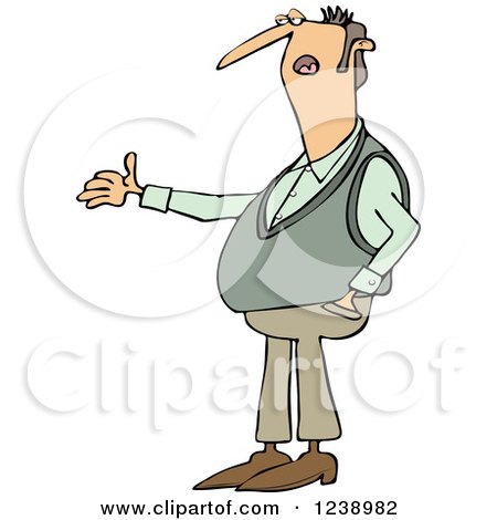 Clipart of a Caucasian Man Gesturing and Explaining - Royalty Free Vector Illustration by djart