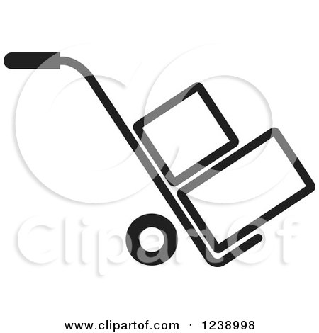 Clipart of a Black and White Hand Truck Dolly with Boxes - Royalty Free Vector Illustration by Lal Perera