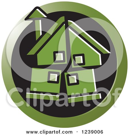 Clipart of a Round Green Broken House Icon - Royalty Free Vector Illustration by Lal Perera