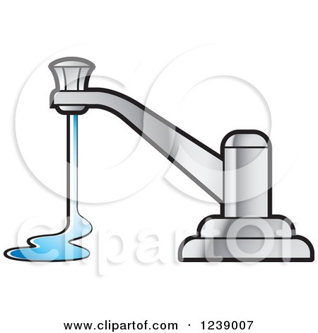 Clipart of a Dripping Silver Faucet 4 - Royalty Free Vector Illustration by Lal Perera