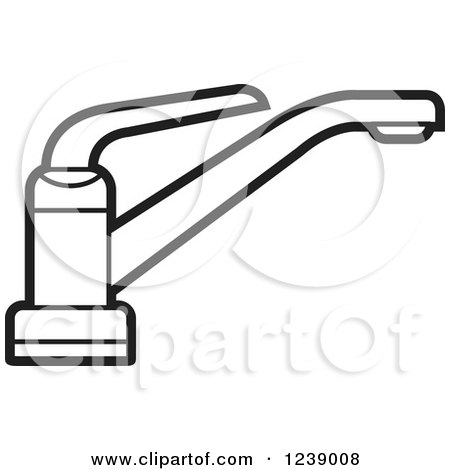 Clipart of a Black and White Faucet - Royalty Free Vector Illustration by Lal Perera