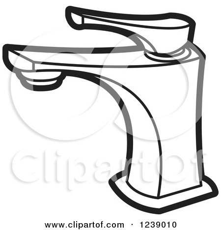 Clipart of a Black and White Faucet 2 - Royalty Free Vector Illustration by Lal Perera