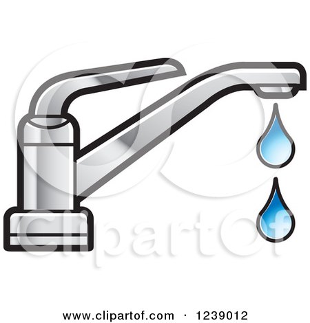 Clipart of a Dripping Silver Faucet 2 - Royalty Free Vector Illustration by Lal Perera