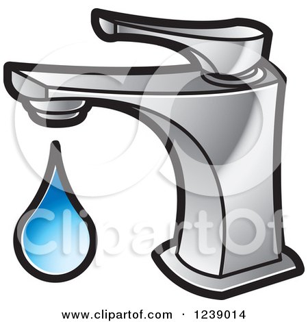 Clipart of a Dripping Silver Faucet 3 - Royalty Free Vector Illustration by Lal Perera