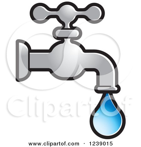 Clipart of a Dripping Silver Faucet - Royalty Free Vector Illustration by  Lal Perera #1239015