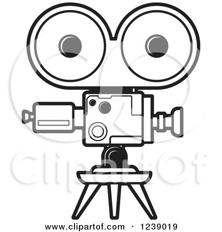 Clipart of a Black and White Movie Camera - Royalty Free Vector Illustration by Lal Perera