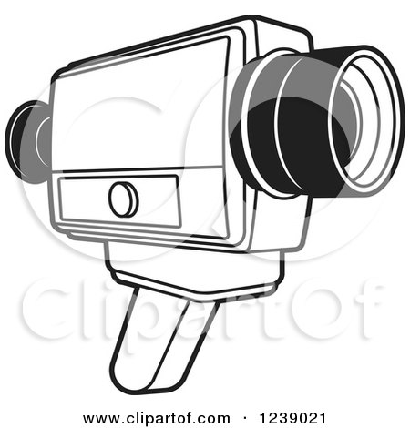 Clipart of a Black and White Video Camera - Royalty Free Vector Illustration by Lal Perera