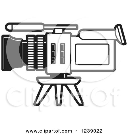 Clipart of a Black and White Video Camera 2 - Royalty Free Vector Illustration by Lal Perera