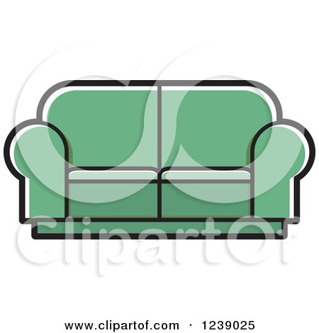 Clipart of a Green Sofa 2 - Royalty Free Vector Illustration by Lal Perera