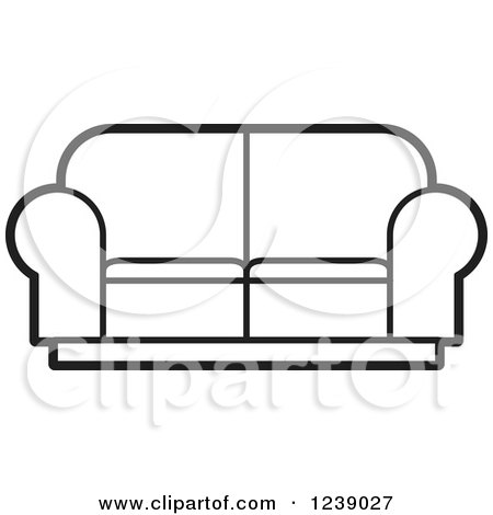 Clipart of a Black and White Sofa 2 - Royalty Free Vector Illustration by Lal Perera