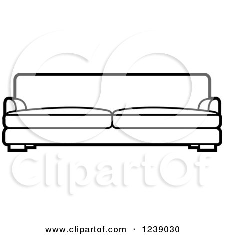 Clipart of a Black and White Sofa 4 - Royalty Free Vector Illustration by Lal Perera