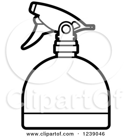 Clipart of a Black and White Spray Bottle 3 - Royalty Free Vector Illustration by Lal Perera