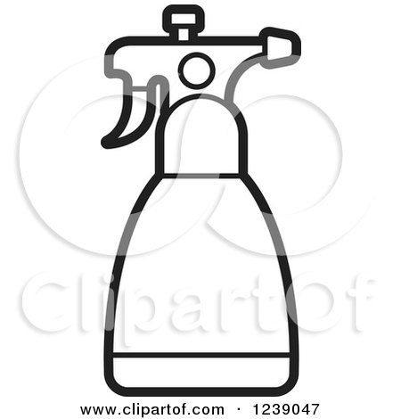 Clipart of a Black and White Spray Bottle 4 - Royalty Free Vector Illustration by Lal Perera