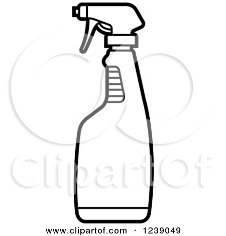 Clipart of a Black and White Spray Bottle - Royalty Free Vector Illustration by Lal Perera