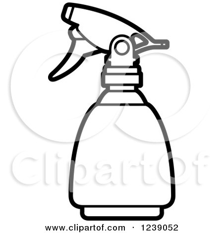 Clipart of a Black and White Spray Bottle 2 - Royalty Free Vector Illustration by Lal Perera