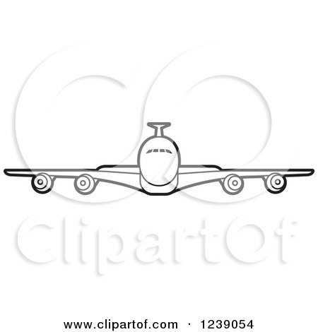 Clipart of a Black and White Commercial Airliner Plane - Royalty Free Vector Illustration by Lal Perera