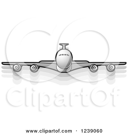 Clipart of a Silver Commercial Airliner Plane - Royalty Free Vector Illustration by Lal Perera