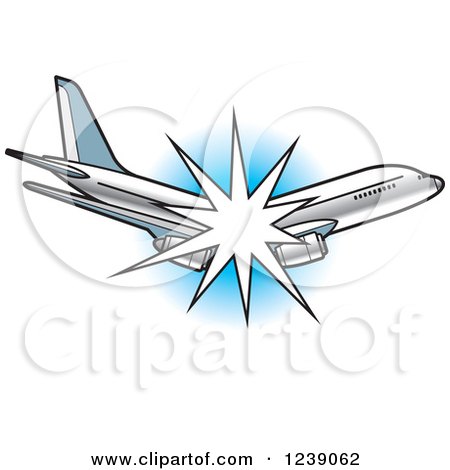 Clipart of a Breaking Commercial Airliner Plane - Royalty Free Vector Illustration by Lal Perera