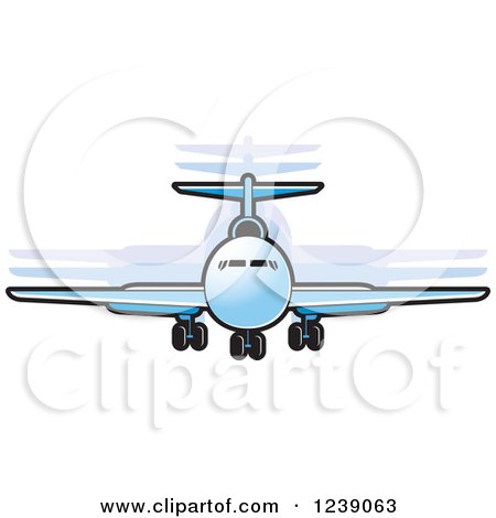 Clipart of a Blue Commercial Airliner Plane - Royalty Free Vector Illustration by Lal Perera
