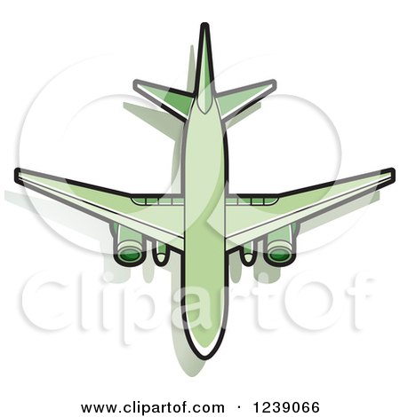Clipart of a Green Commercial Airliner Plane - Royalty Free Vector Illustration by Lal Perera