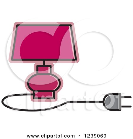 Clipart of a Pink Electric Lamp with a Shade - Royalty Free Vector Illustration by Lal Perera