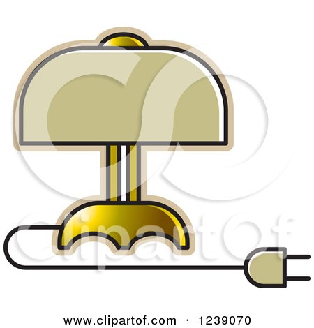 Clipart of a Gold Electric Lamp with a Shade 2 - Royalty Free Vector Illustration by Lal Perera