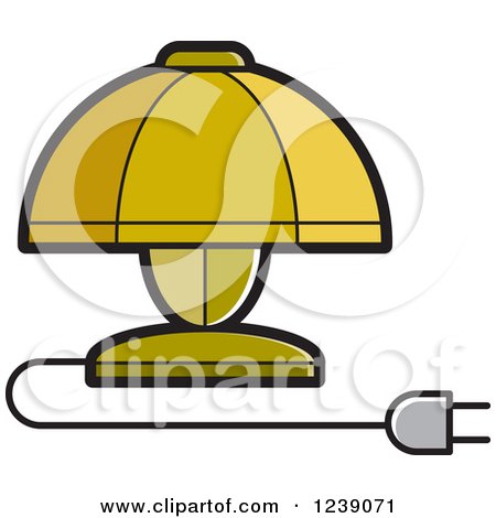 Clipart of a Gold Electric Lamp with a Shade - Royalty Free Vector Illustration by Lal Perera