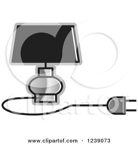Clipart of a Black and Silver Electric Lamp with a Shade - Royalty Free Vector Illustration by Lal Perera
