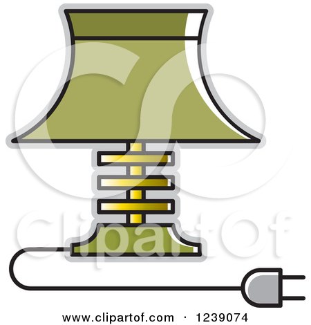Clipart of a Green and Gold Electric Lamp with a Shade - Royalty Free Vector Illustration by Lal Perera