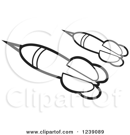 Clipart of Black and White Flying Darts - Royalty Free Vector Illustration by Lal Perera