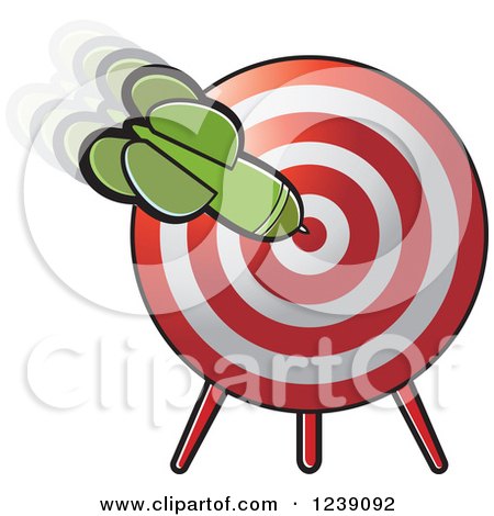 Clipart of a Green Dart in a Target - Royalty Free Vector Illustration by Lal Perera