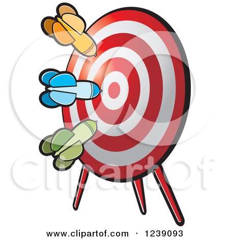 Clipart of Darts on a Target - Royalty Free Vector Illustration by Lal Perera