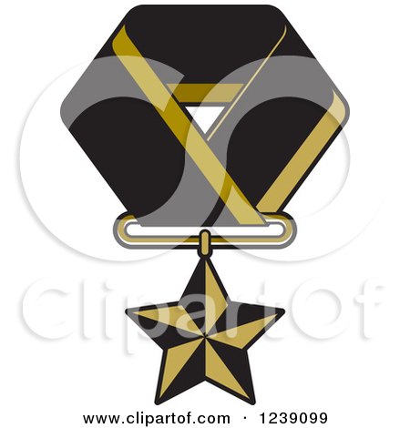Clipart of a Gold Star Medal on a Ribbon 4 - Royalty Free Vector Illustration by Lal Perera