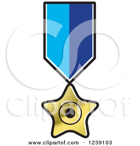 Clipart of a Gold Star Medal on a Ribbon - Royalty Free Vector Illustration by Lal Perera