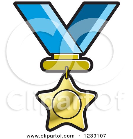 Clipart of a Gold Star Medal on a Ribbon 3 - Royalty Free Vector Illustration by Lal Perera