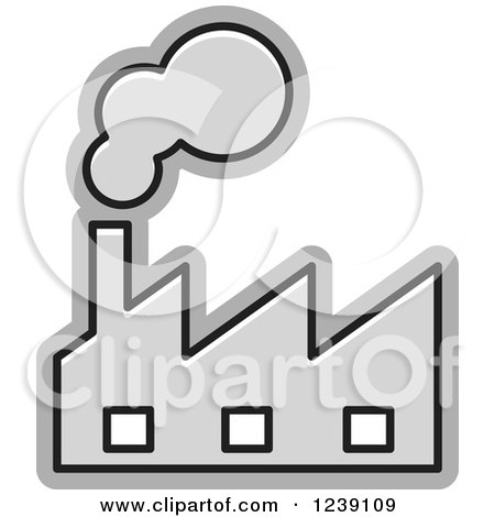 Clipart of a Gray Factory 2 - Royalty Free Vector Illustration by Lal Perera