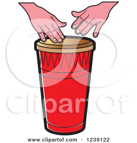 Clipart of a Drum and Hands - Royalty Free Vector Illustration by Lal Perera