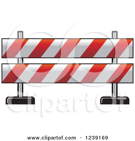 Clipart of a Red and White Road Block Construction Barrier - Royalty Free Vector Illustration by Lal Perera