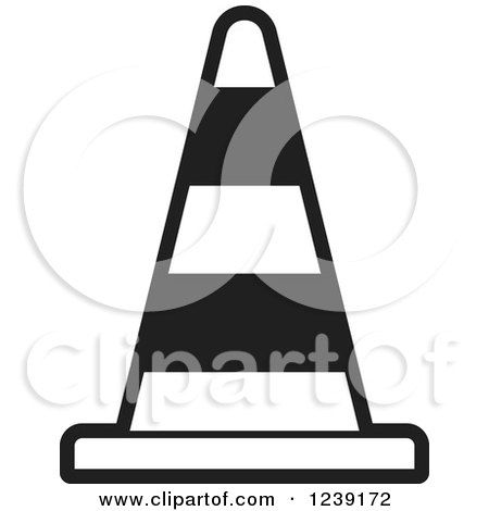 Clipart of a Black and White Road Construction Traffic Cone - Royalty Free Vector Illustration by Lal Perera