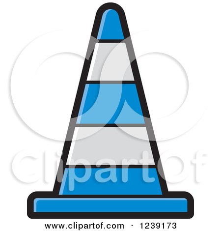 Clipart of a Blue Road Construction Traffic Cone - Royalty Free Vector Illustration by Lal Perera