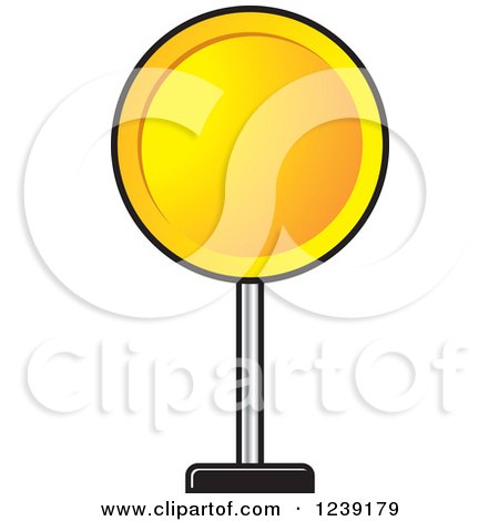 Clipart of a Round Yellow Road Sign - Royalty Free Vector Illustration by Lal Perera