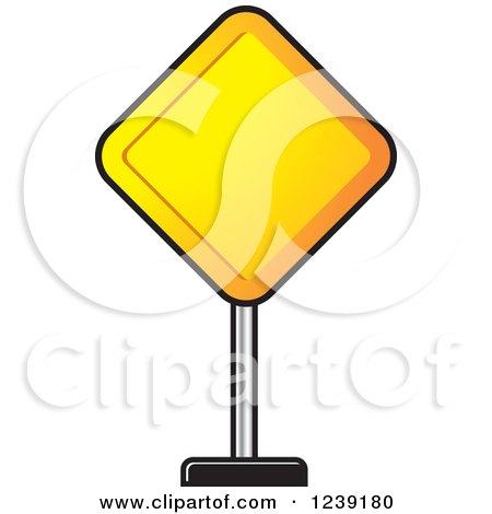 Clipart of a Diamond Yellow Road Sign - Royalty Free Vector Illustration by Lal Perera
