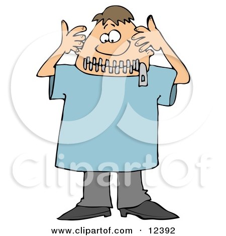 Funny Man With a Zipped Mouth Clipart Illustration by djart